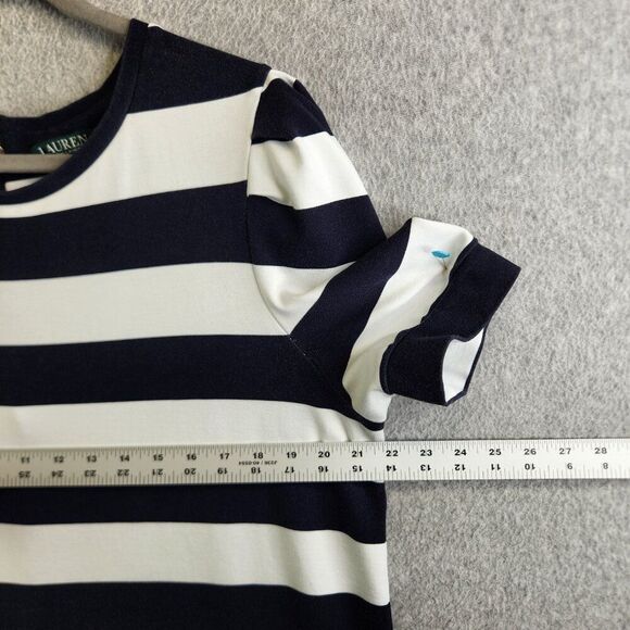 Lauren Ralph Lauren Dress Womens 1X Blue White Striped Coastal Vacation Resort - Picture 7 of 15